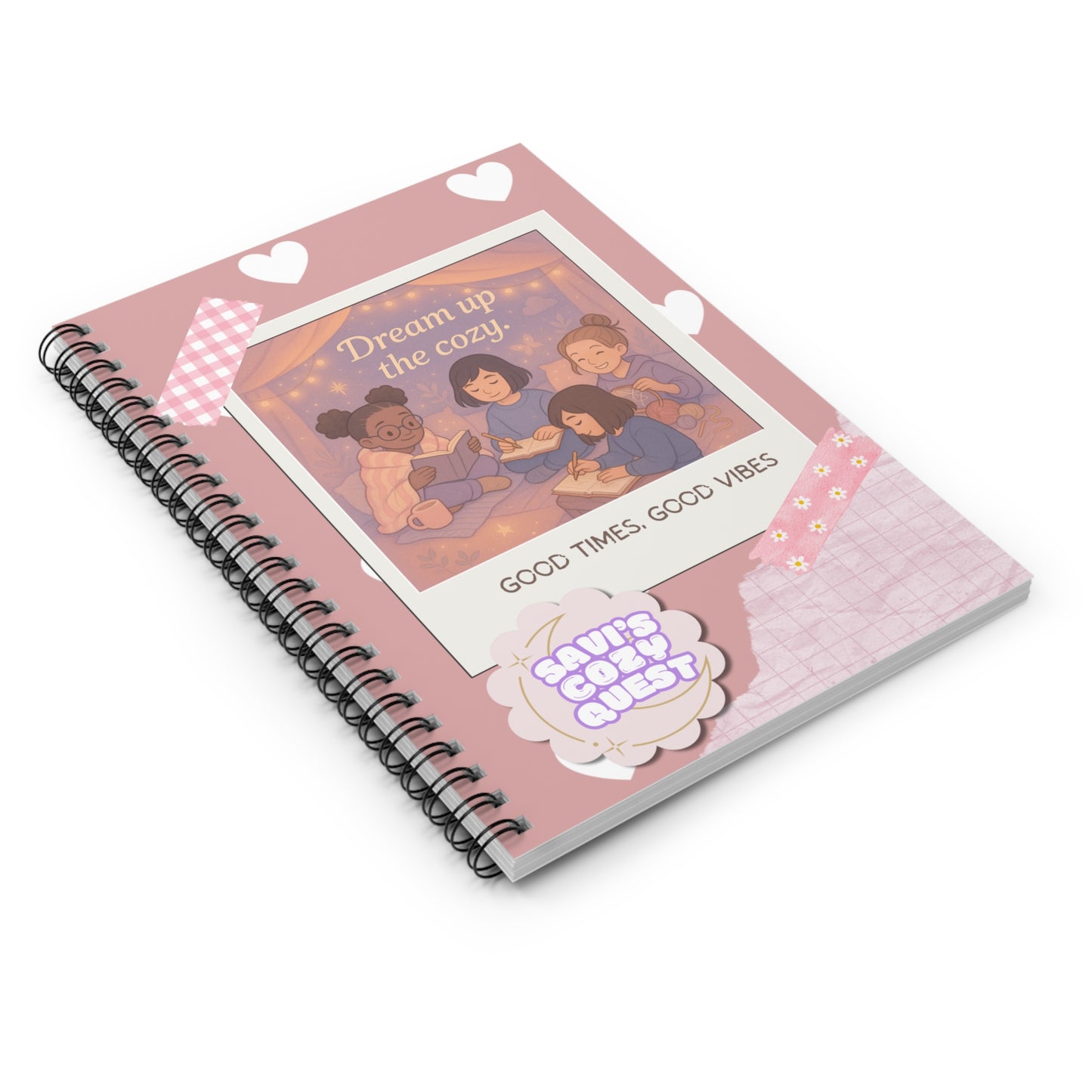 Dream Up the Cozy – Good Time, Good Vibes Spiral Notebook | Cozy Quest Tween Journal