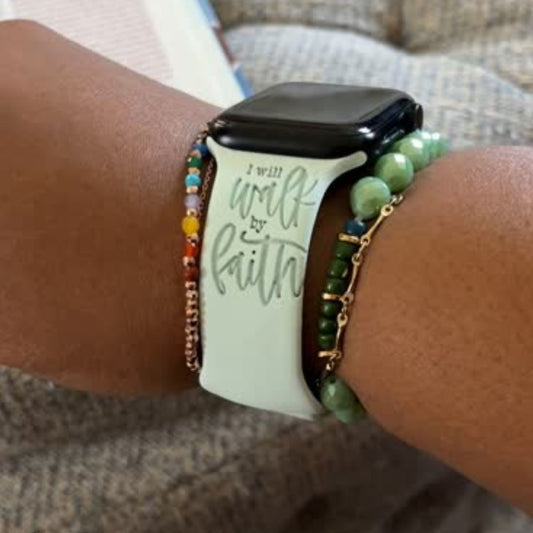 Christian Apple Watch Band – Walk by Faith | 2 Corinthians 5:7 Scripture Strap | Bible Verse Gift for Men & Women