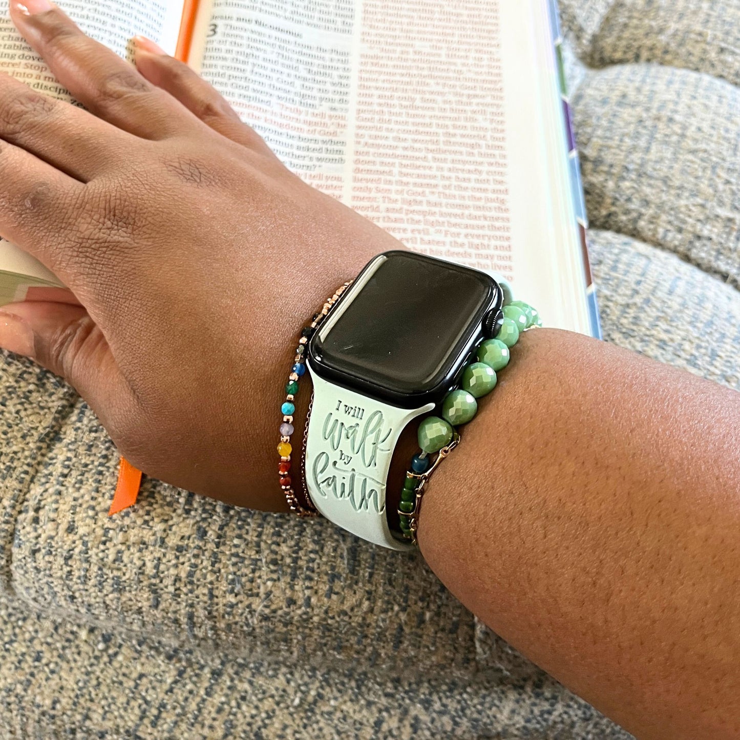 Christian Apple Watch Band – Walk by Faith | 2 Corinthians 5:7 Scripture Strap | Bible Verse Gift for Men & Women