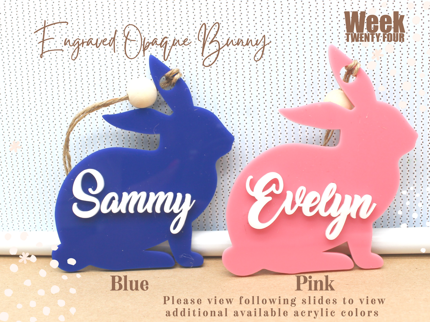 Personalized Engraved Acrylic Bunny Name Tag – Custom Easter Basket Tag
