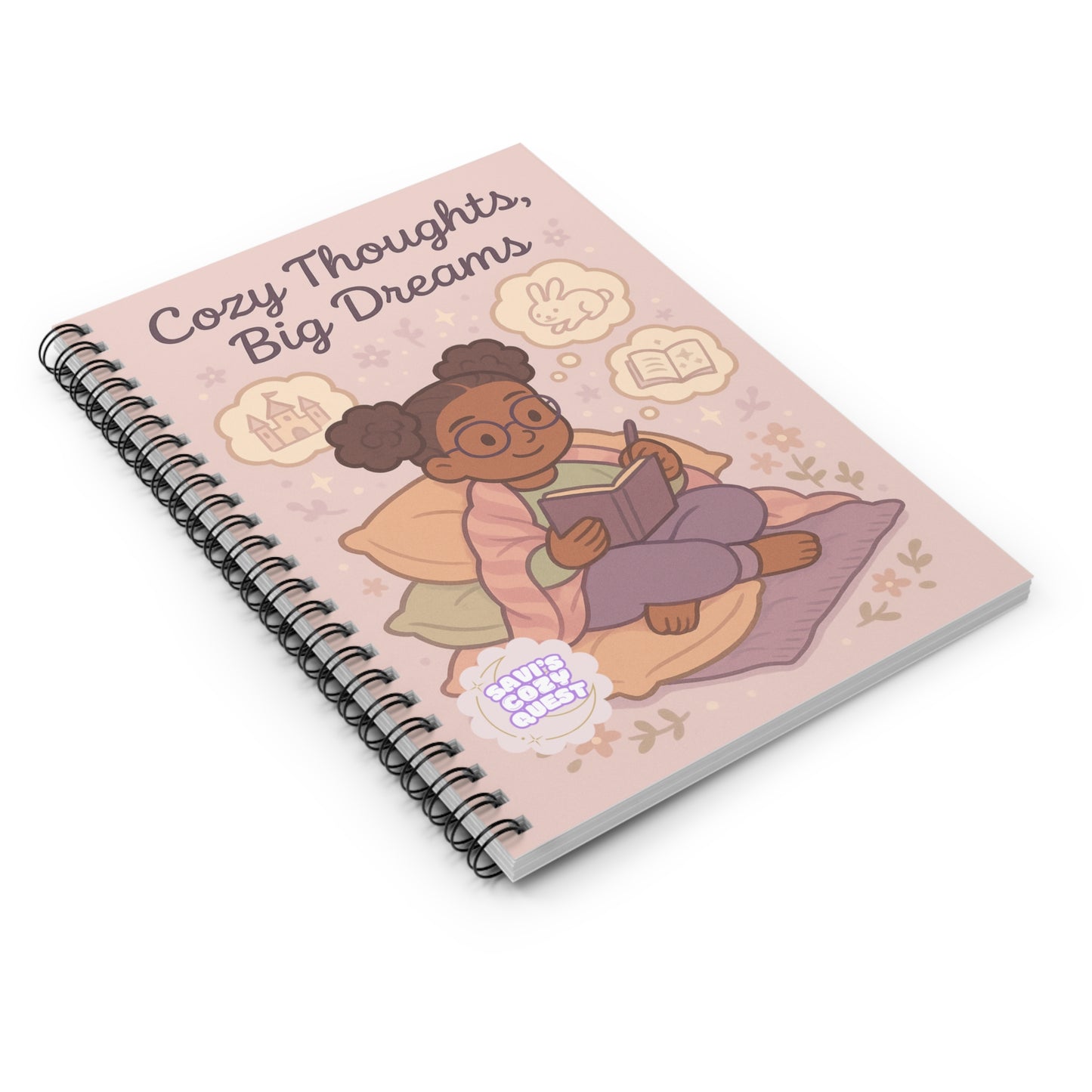 Cozy Thoughts, Big Dreams – Tween Spiral Notebook | Cozy Quest Bookish Journal