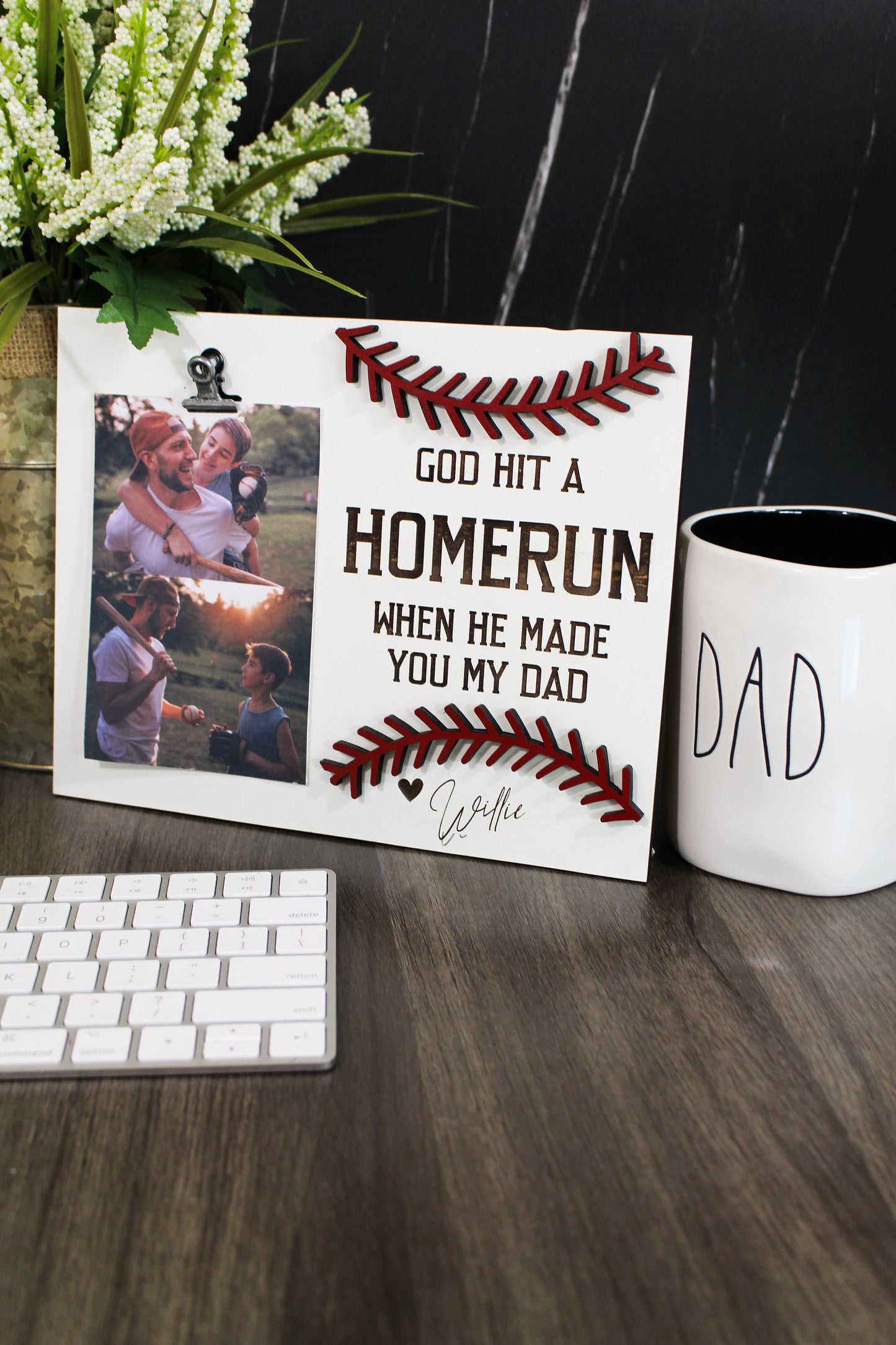 Fathers day 2025 gift, Fathers day frame, soccer frame, God Hit a Home Run When He Made You Our Dad,Father's Day Gifts, Baseball sign for