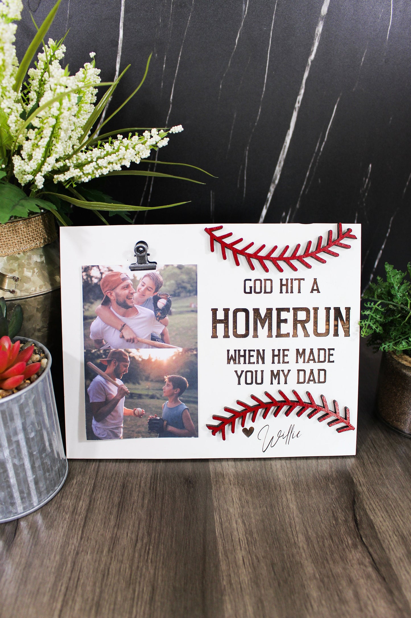 Fathers day 2025 gift, Fathers day frame, soccer frame, God Hit a Home Run When He Made You Our Dad,Father's Day Gifts, Baseball sign for