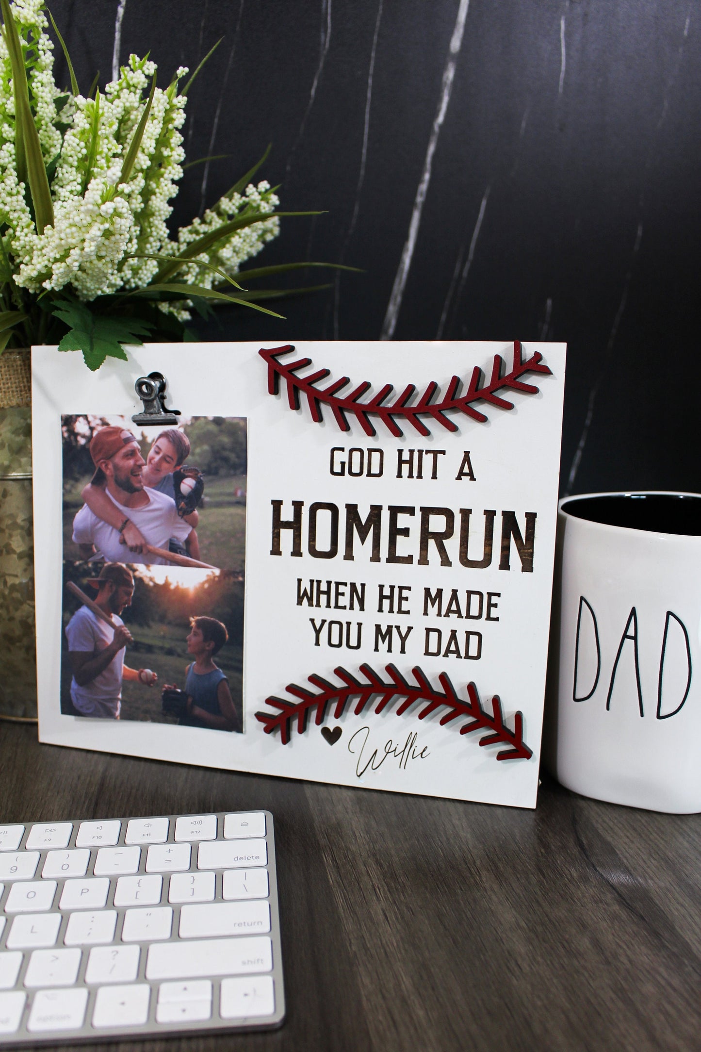 Fathers day 2025 gift, Fathers day frame, soccer frame, God Hit a Home Run When He Made You Our Dad,Father's Day Gifts, Baseball sign for