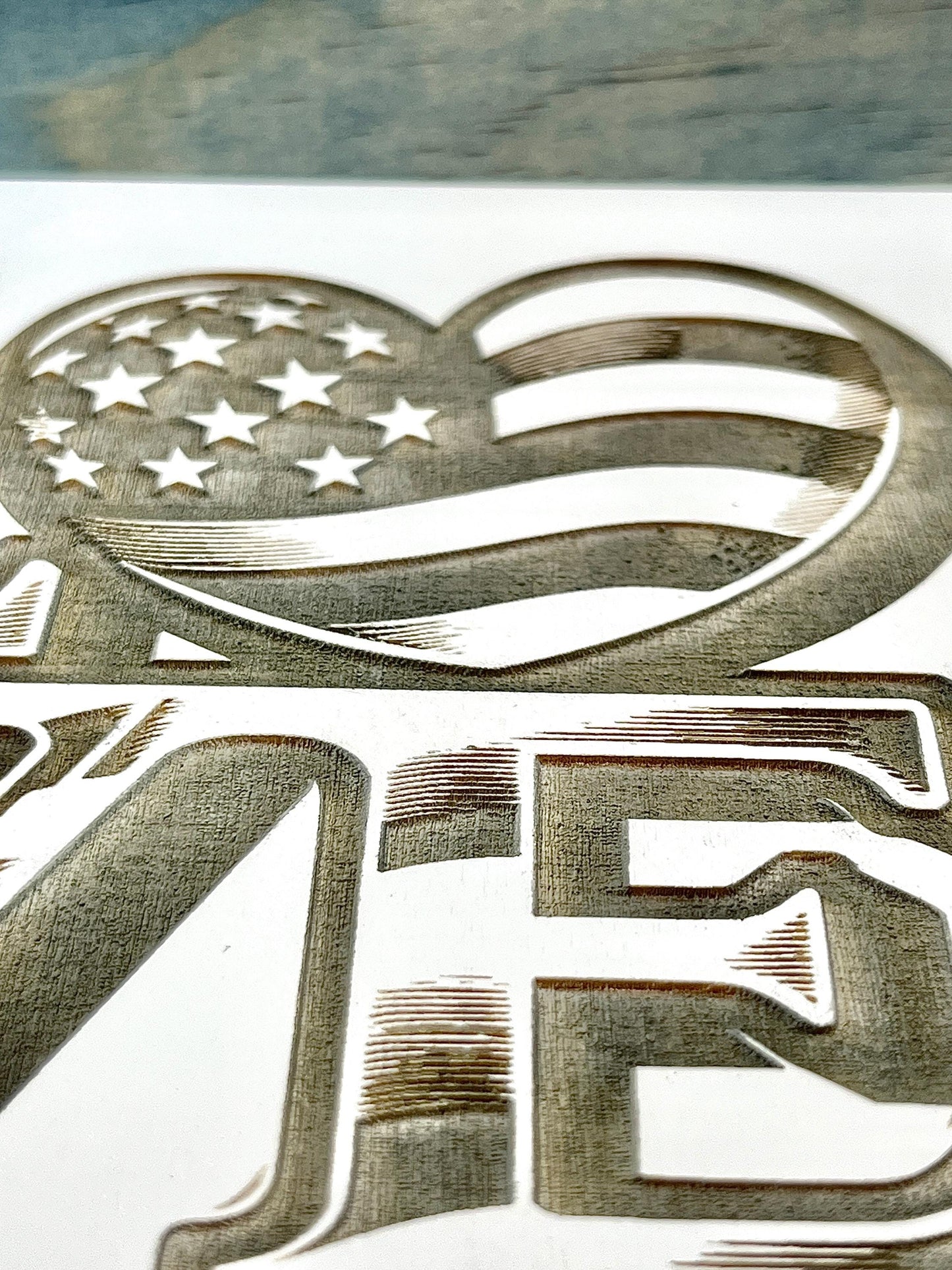 Patriotic LOVE Sign | Rustic Wood Frame | 4th of July Home Decor | American Flag Heart Wall Art | Farmhouse USA Decor