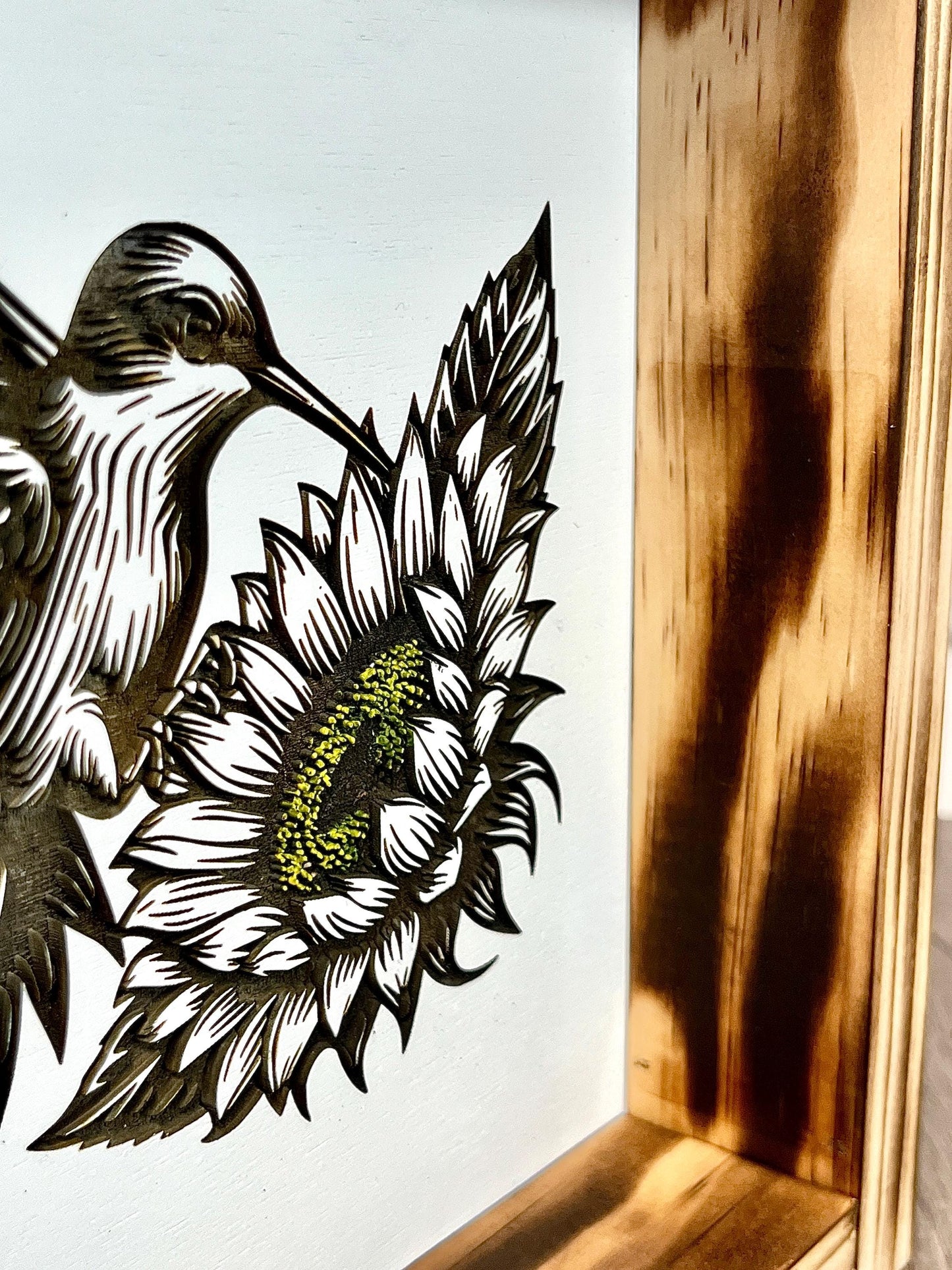 Humming bird Patriotic Eagle Wood Sign | 8x8 USA Flag Wall Art | Handmade Laser Engraved Decor | Rustic American Gift | Veteran Home Sign
