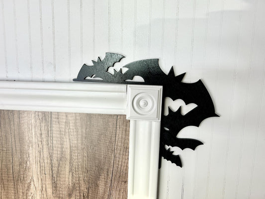 Halloween Bat Door Corner Sign | Spooky One Layer Wood Cutout | Minimalist Birch Home Decor | Halloween Bats