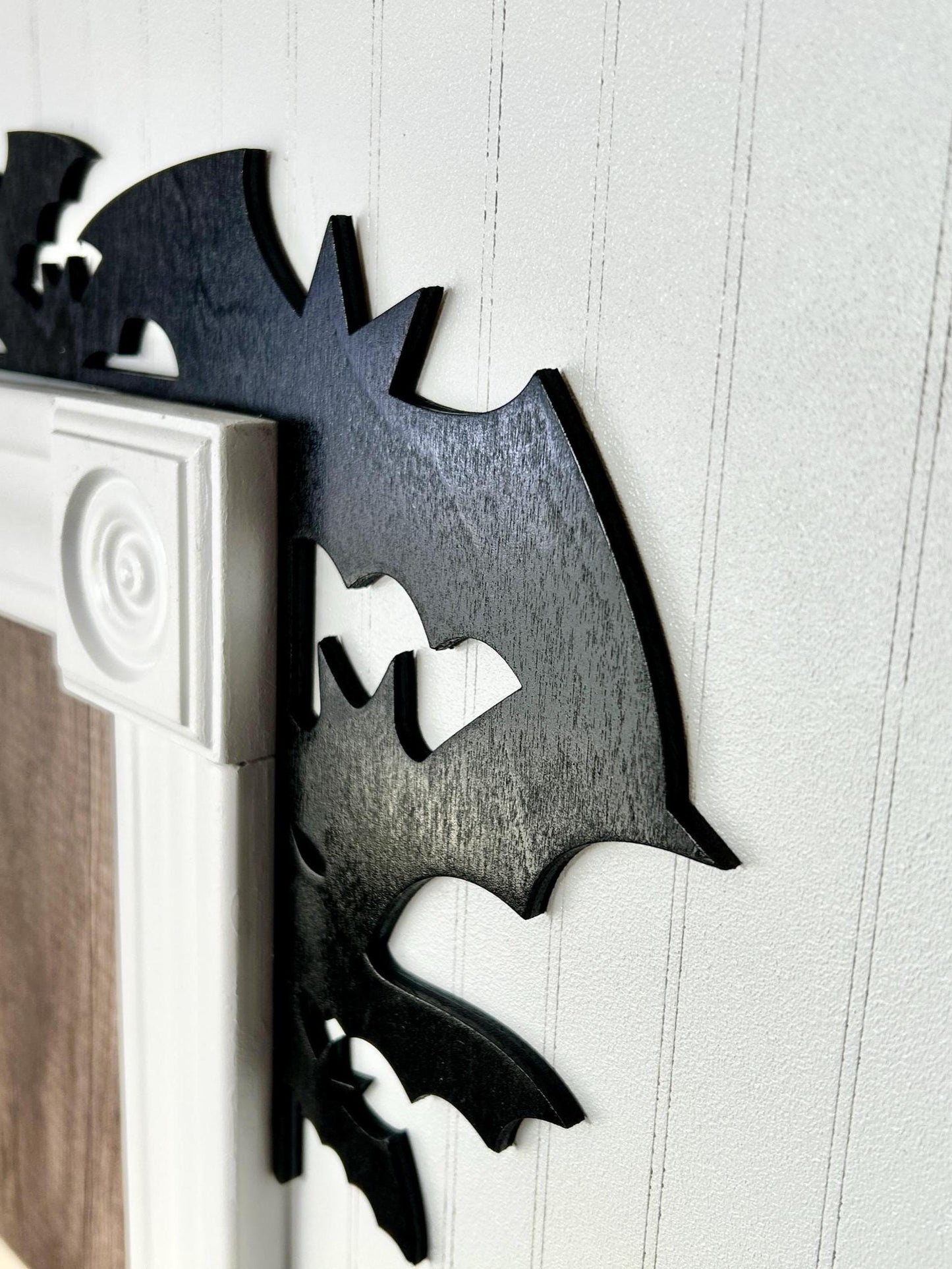 Halloween Bat Door Corner Sign | Spooky One Layer Wood Cutout | Minimalist Birch Home Decor | Halloween Bats