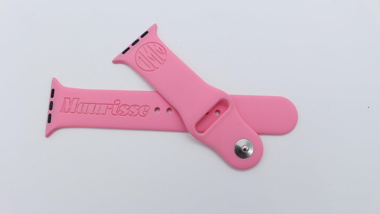 Inverted Name and monogram Engraved Band Compatible With Apple Watch