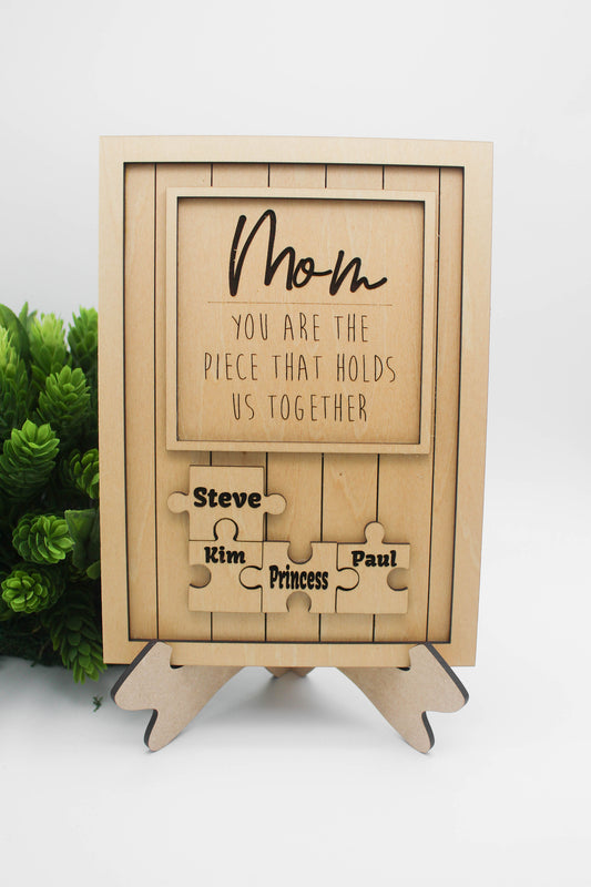 Mom Puzzle Pieces | You Are The Piece That Holds Us Together | Personalized Mom Jigsaw Puzzle Pieces | Mothers Day Gift |Custom gift for mom