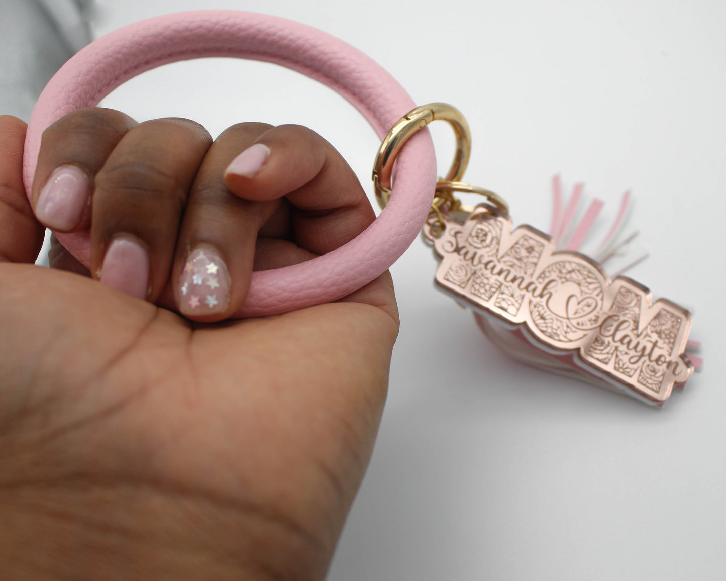 Personalized bangle keychain. Pregnancy announcement. New grandma gift. First mothers day gift. Mothers day necklace Bangle jewelry