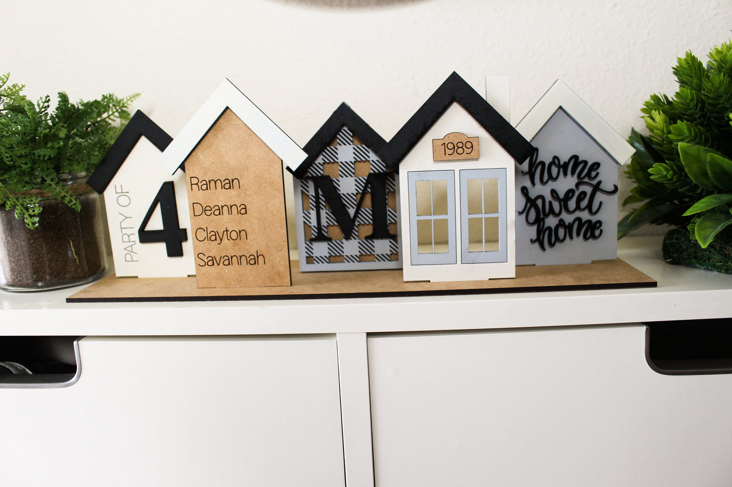 Welcome to our home Personalized house scene shelf sitter | Farmhouse decor | Farmhouse personalized scene | Mantle decor | Shelf decor | 24