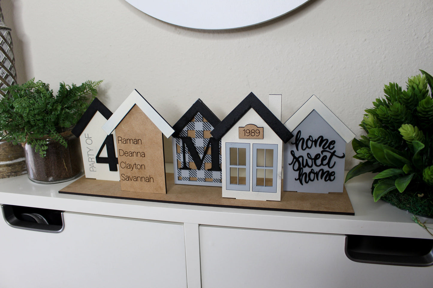 Welcome to our home Personalized house scene shelf sitter | Farmhouse decor | Farmhouse personalized scene | Mantle decor | Shelf decor | 24