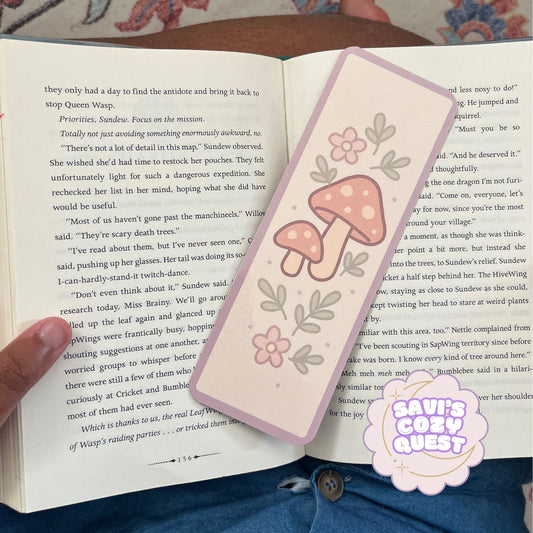 Mushroom & Florals Bookmark | Whimsical Nature-Inspired Cozy Quest Accessory