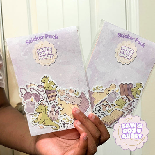 Savi’s Cozy Quest Essential Sticker Pack | Books, Dragons & Cozy Magic
