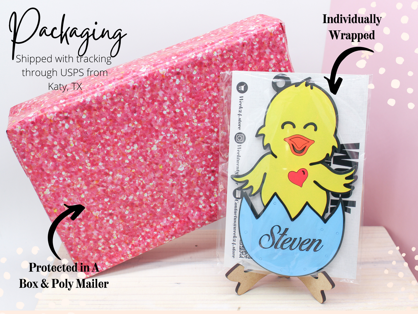 Personalized Hatching Chick Name Tag – Custom Easter Basket Tag