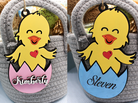 Personalized Hatching Chick Name Tag – Custom Easter Basket Tag