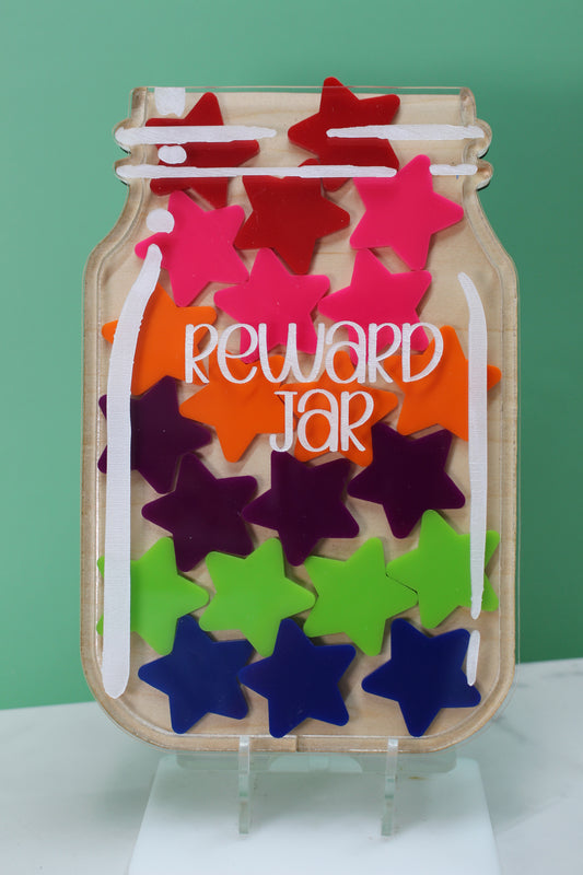 Personalized Reward Jar for Kids – Custom Behavior Chart, Positive Reinforcement Tool, Magnetic or Stand Display – Classroom & Home- Rainbow