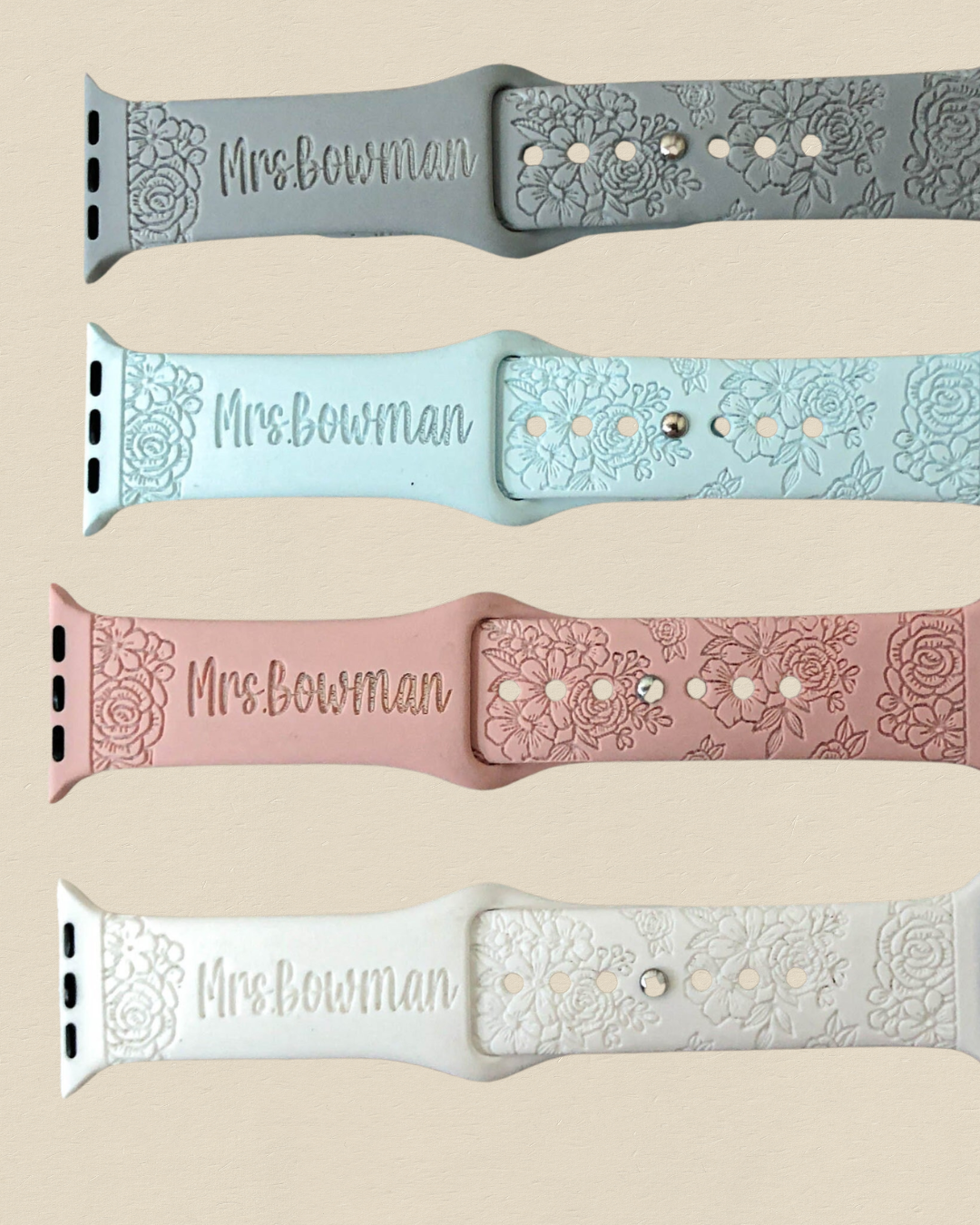 The Mrs. Band — Personalized Floral Apple Watch Band