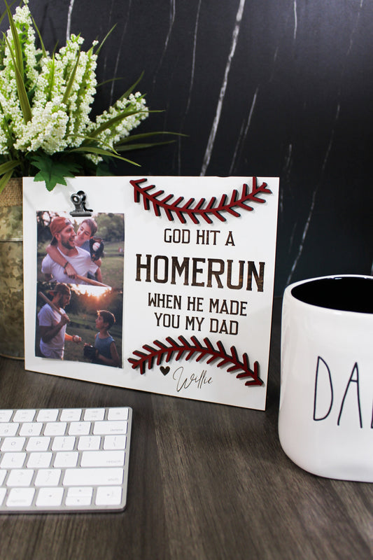 Fathers day 2024 gift, Fathers day frame, soccer frame, God Hit a Home Run When He Made You Our Dad,Father's Day Gifts, Baseball sign for