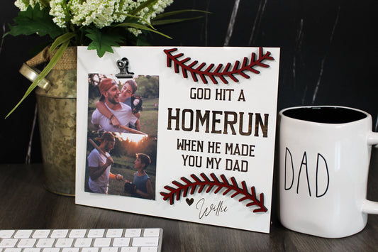 Fathers day 2024 gift, Fathers day frame, soccer frame, God Hit a Home Run When He Made You Our Dad,Father's Day Gifts, Baseball sign for