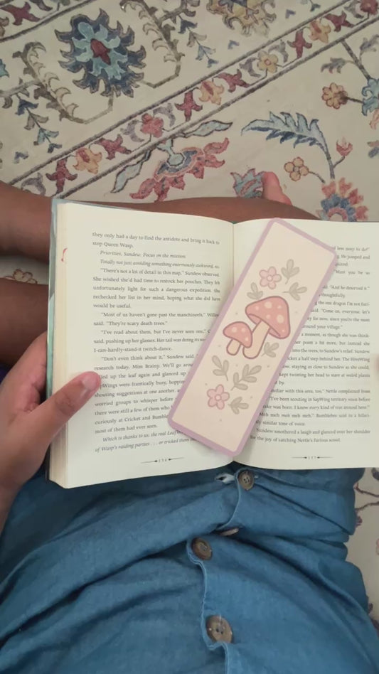 Mushroom & Florals Bookmark | Whimsical Nature-Inspired Cozy Quest Accessory