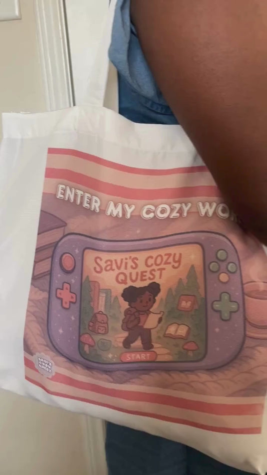 Enter My Cozy World Tote Bag – Gamer Girl Bookish Aesthetic by Savi Cozy Quest