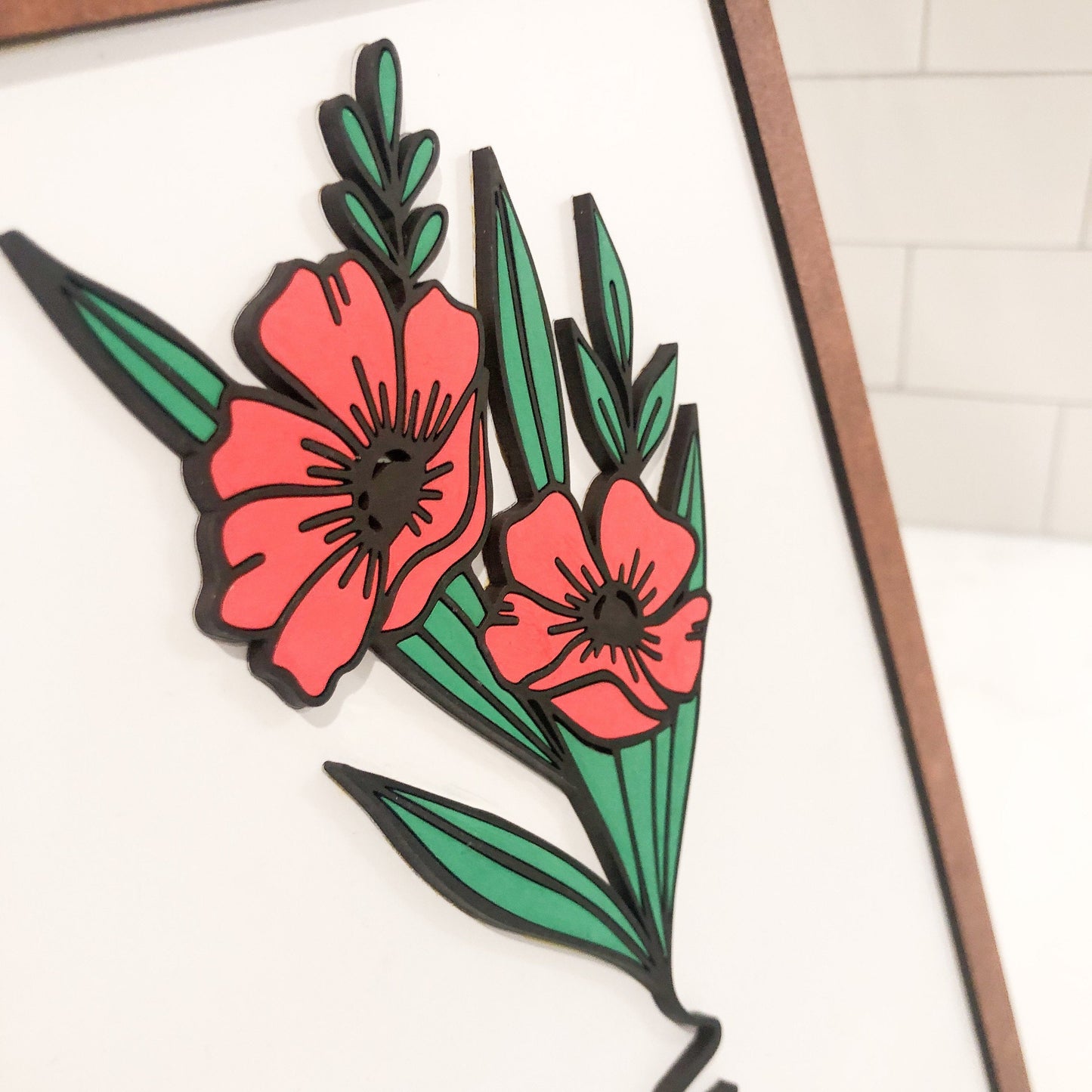 Poppy Mom Sign, Floral Farmhouse Sign, Painted 3D Sign poppy love sign, Custom. Message