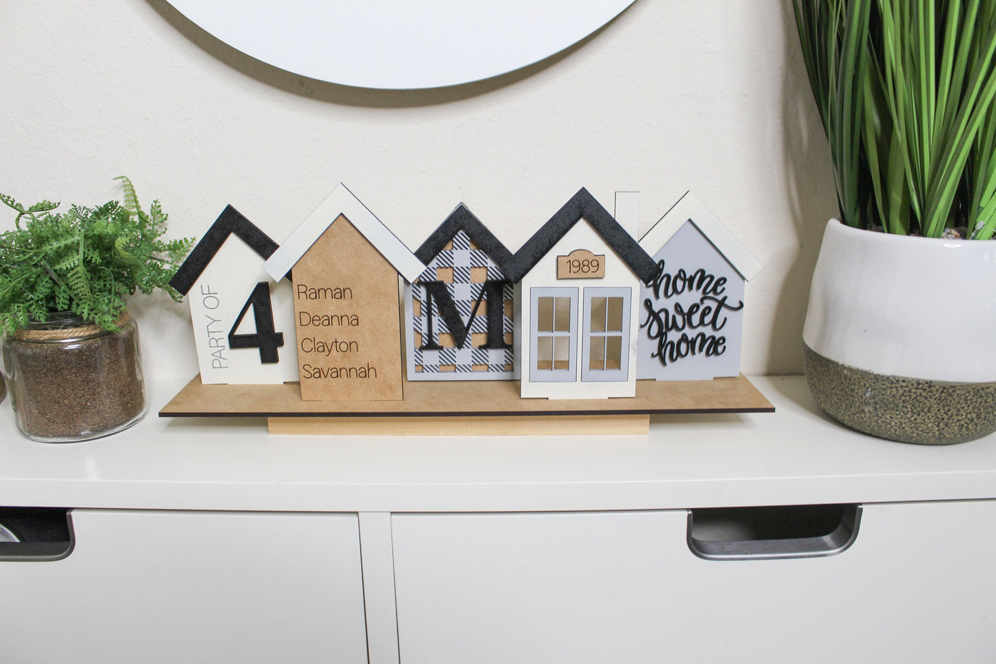 Welcome to our home Personalized house scene shelf sitter | Farmhouse decor | Farmhouse personalized scene | Mantle decor | Shelf decor | 24