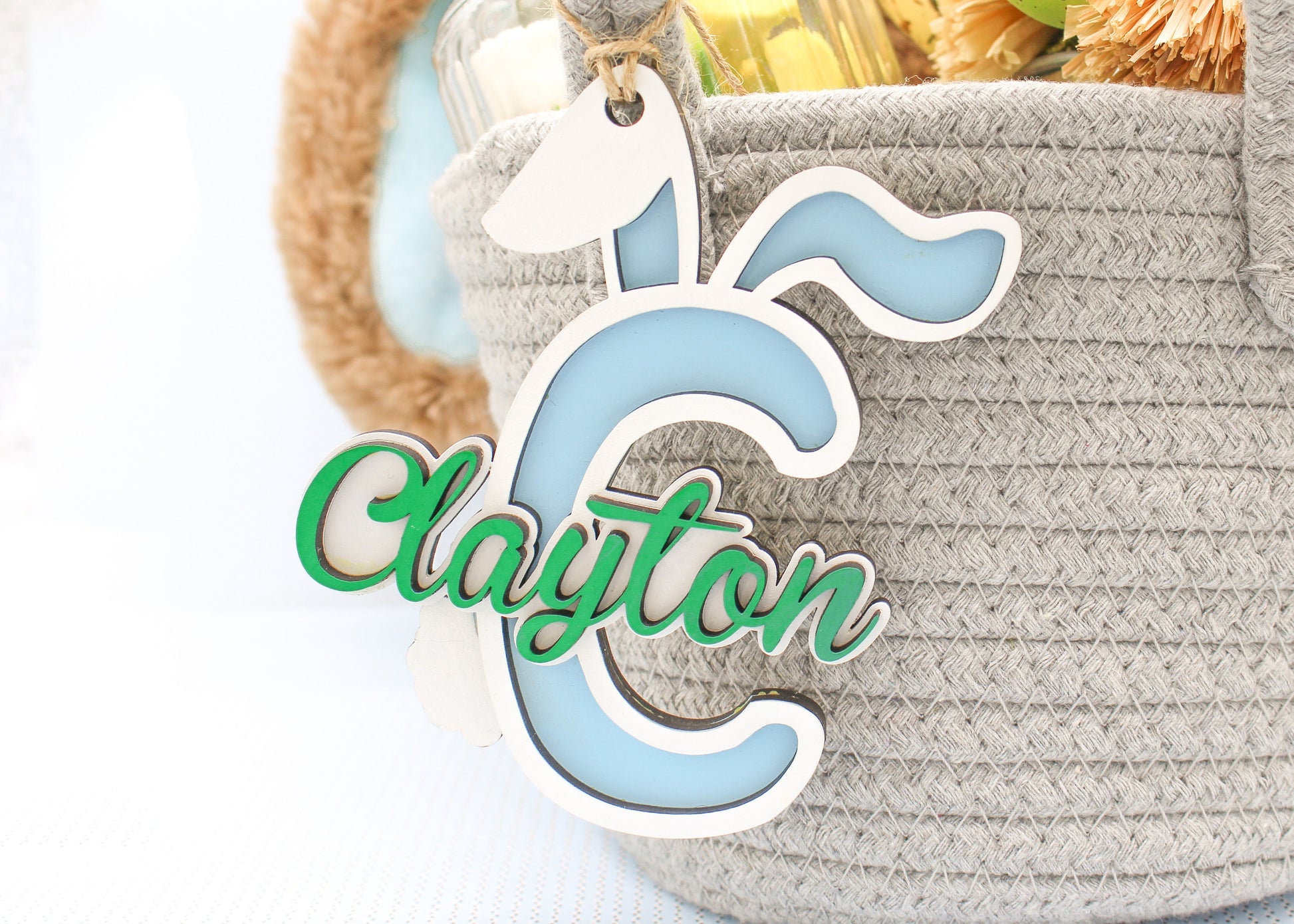 Easter Basket Tags | Easter Name Tags | Bunny Name Tag | Wood Easter Tag | Custom Easter Tags | Personalized Easter Tag | Egg Basket Tag