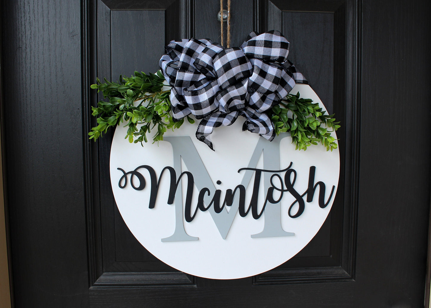 Spring Initial Welcome Door Hanger | Spring Welcome Wreath | Personalized Last Name Decor | Spring Farmhouse Decor | Door Hanger|  Week 24