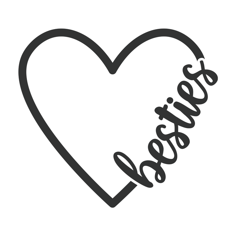 Besties Heart Outline